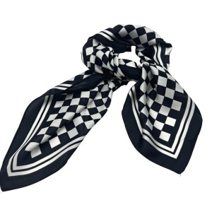 black and white small fragrant silk scarf square scarf